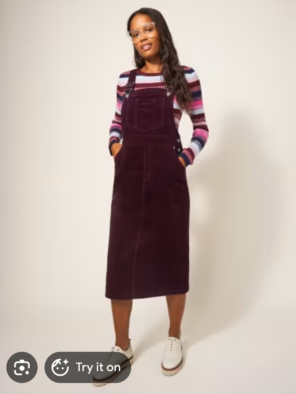 Women’s Wine Red Corduroy Pinafore Dress Overalls